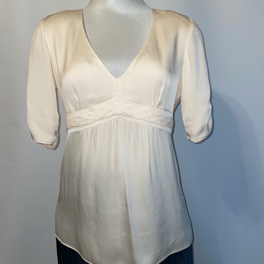 Cream V-Neck Women's Top